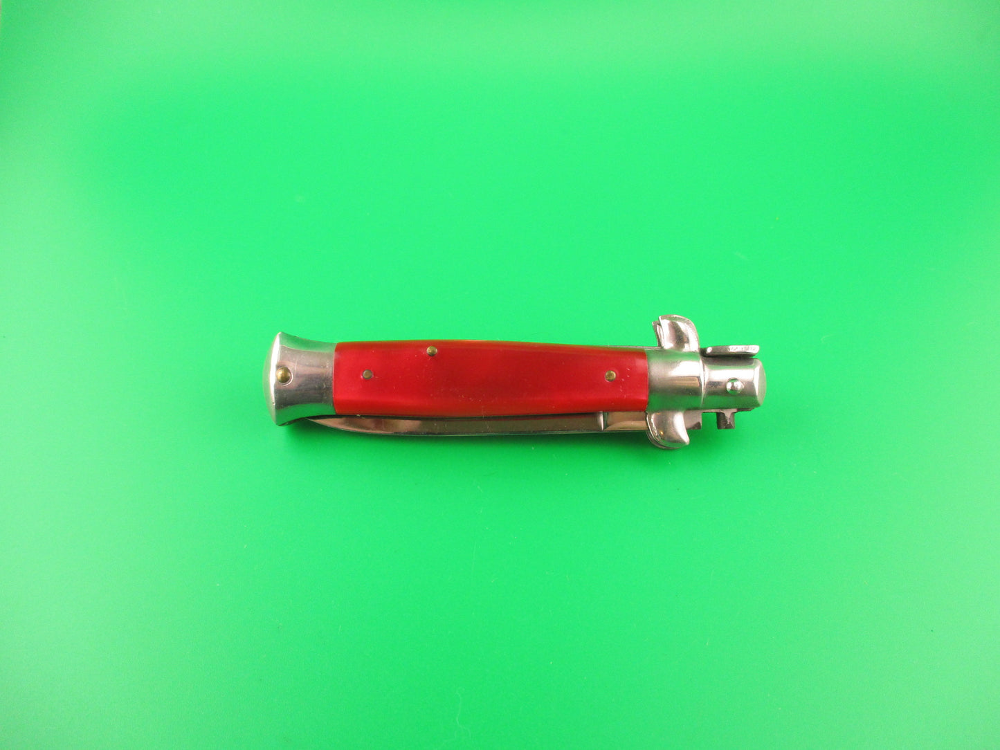 B Rostfrei 18cm Italian Swivel bolster Red Acrylic Pearlex vintage automatic knife
