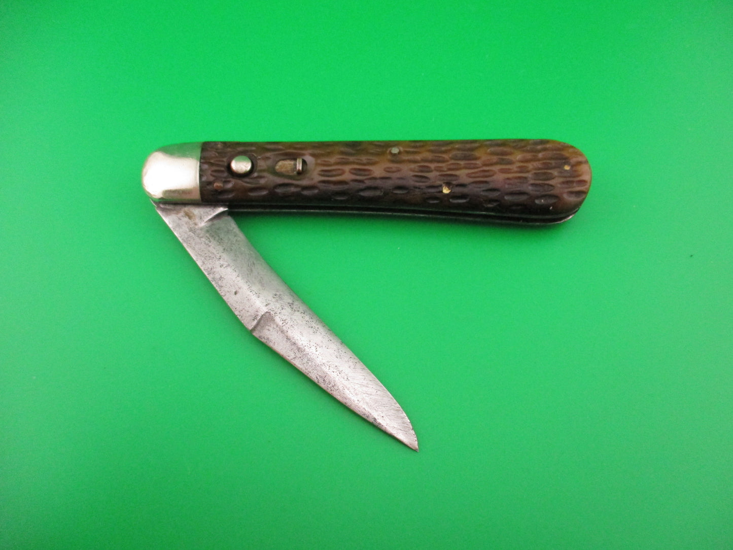 SCHRADE CUT CO 1613 3/4 Hunting Knife Saber Grind bone vintage switchblade