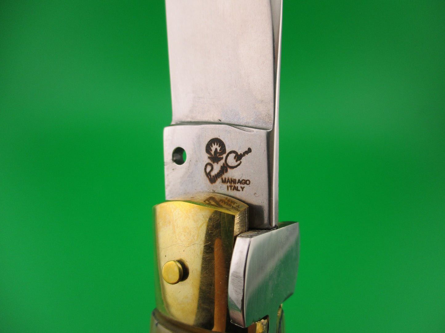 RENZO PASCOTTO 27cm Italian Catalana Picklock Brass & Horn automatic knife