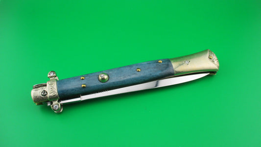 Merlin (Don Hall) 11 inch Custom made Picklock Blue bone & diamonds automatic knife