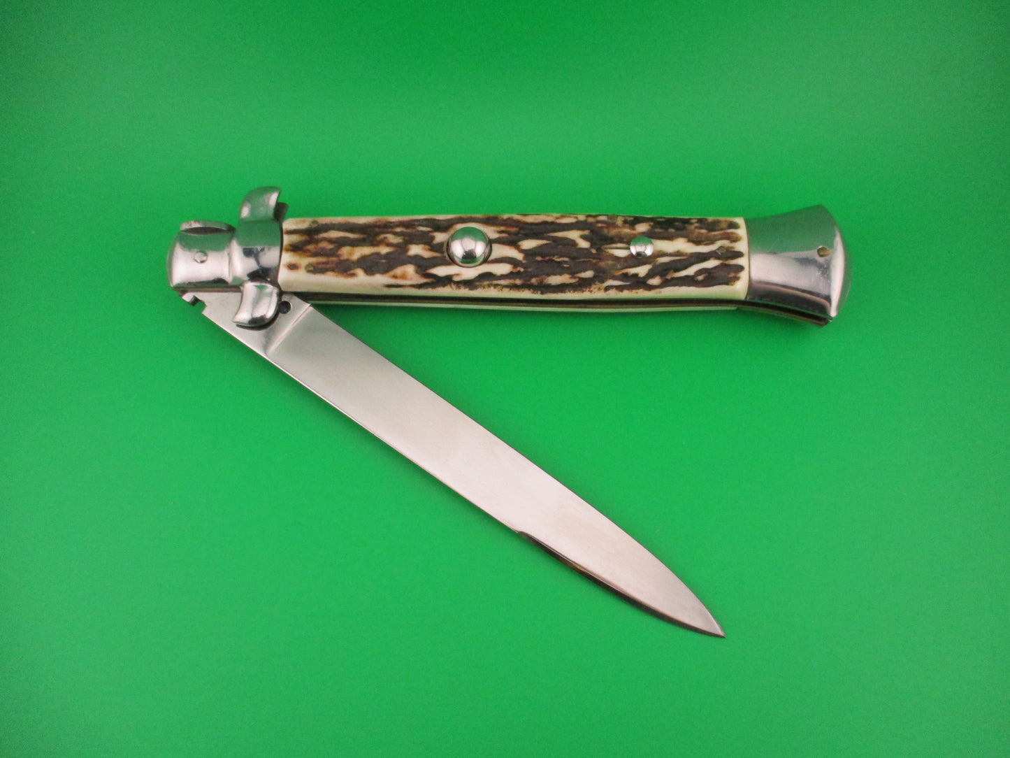ROSTFREI ITALY 38cm Italian Transitional Stag swivel bolster vintage automatic knife
