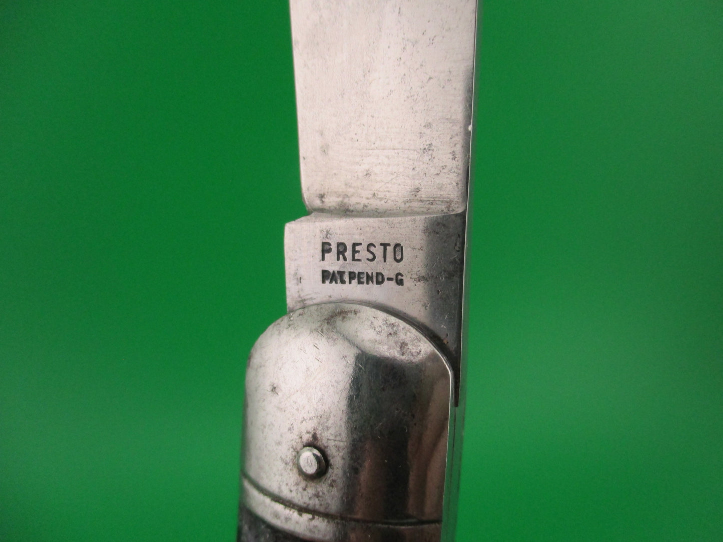PRESTO SMALL STAMP Rare Early All metal Hunter Vintage switchblade knife