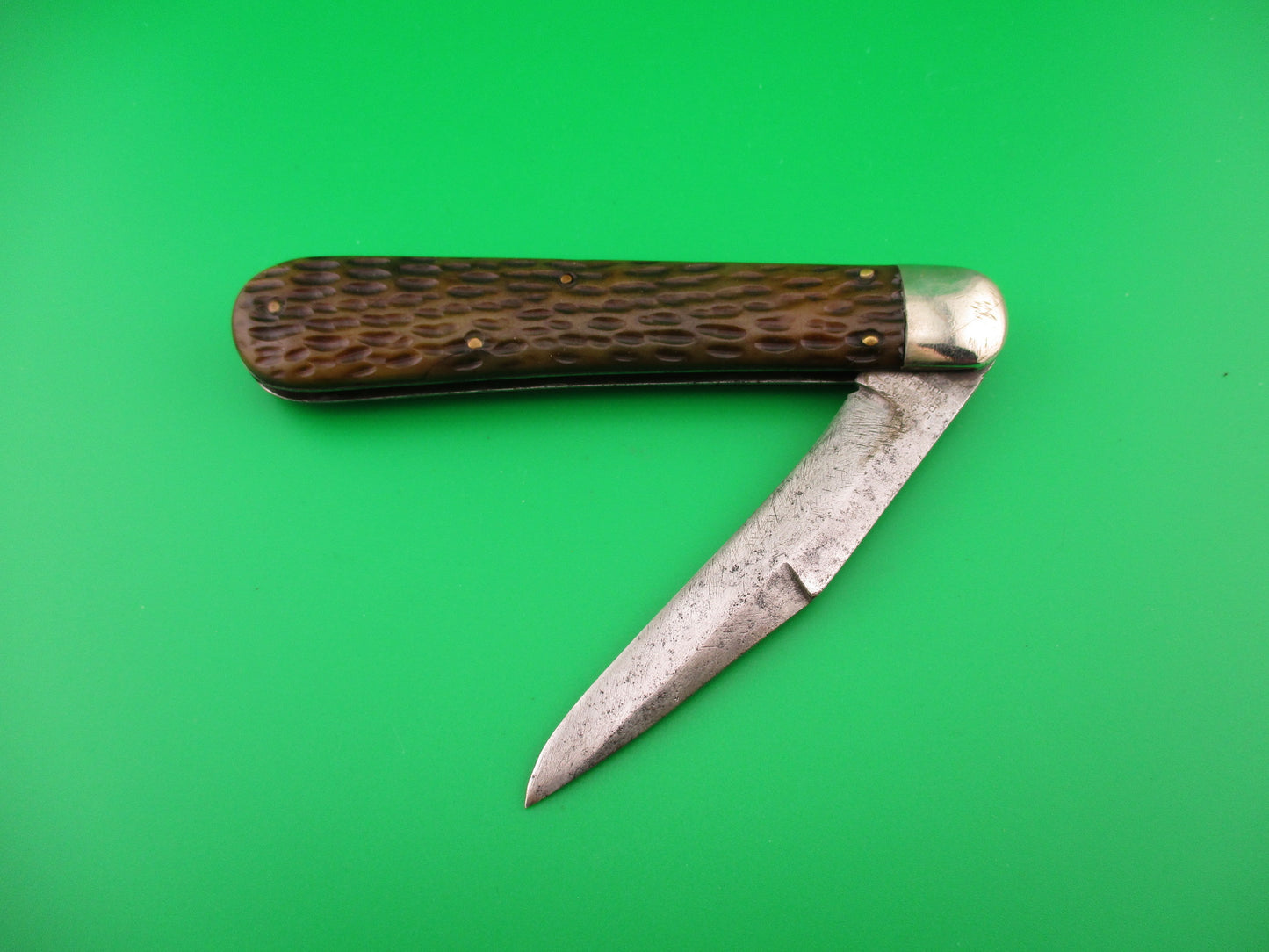 SCHRADE CUT CO 1613 3/4 Hunting Knife Saber Grind bone vintage switchblade