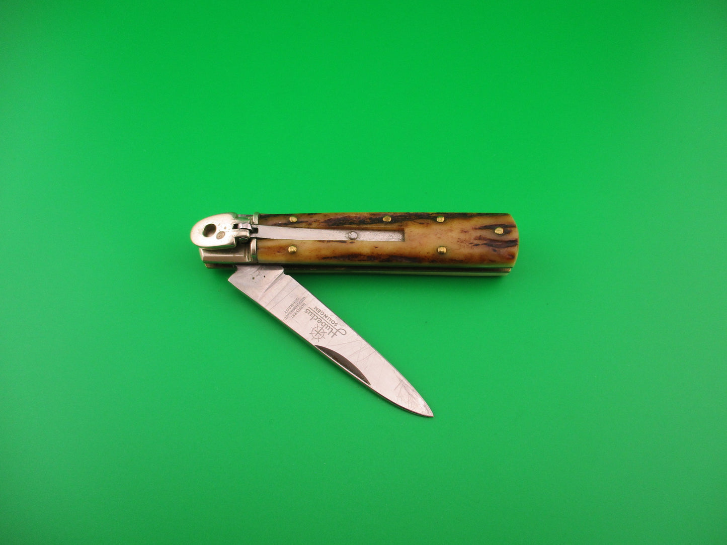 Hubertus SOLINGEN 9cm German Stag Lever Slim line automatic knife