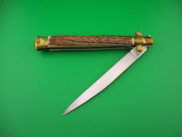 KISSING CRANE STILETTO Germany 33cm Stag Lockback Converted to Automatic OJ knife