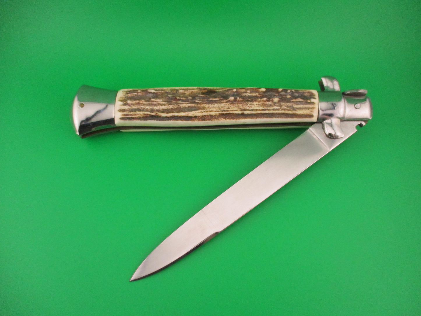 ROSTFREI ITALY 38cm Italian Transitional Stag swivel bolster vintage automatic knife