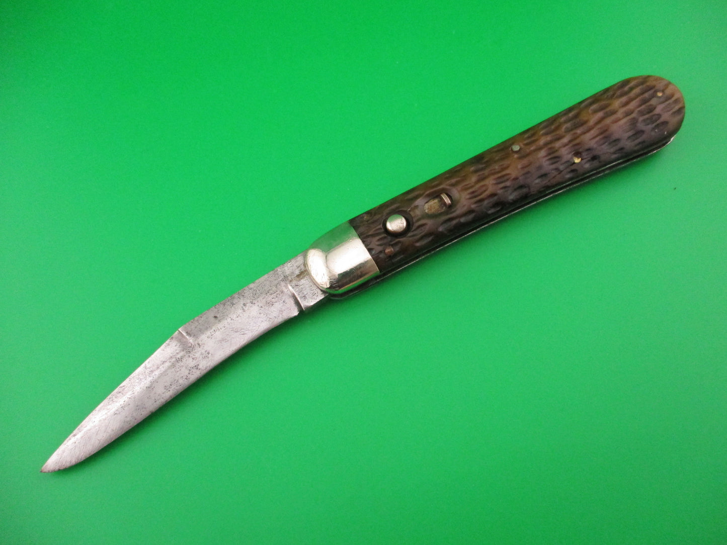 SCHRADE CUT CO 1613 3/4 Hunting Knife Saber Grind bone vintage switchblade