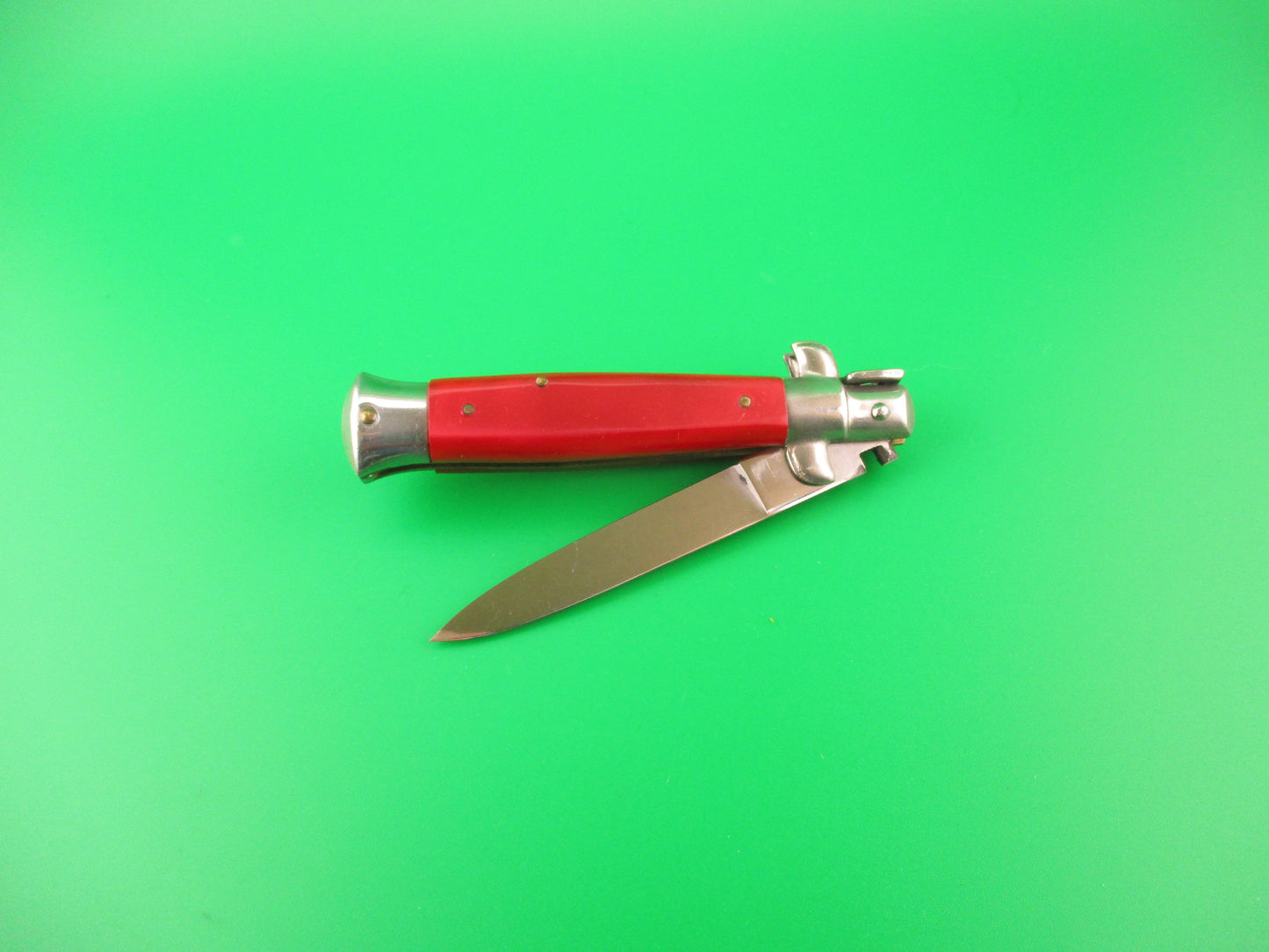B Rostfrei 18cm Italian Swivel bolster Red Acrylic Pearlex vintage automatic knife
