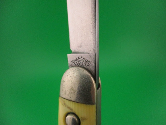 SHAPLEIGH H.D.W. CO D.E. 3 3/4" Large double Full bolster Ivory Cell automatic knife