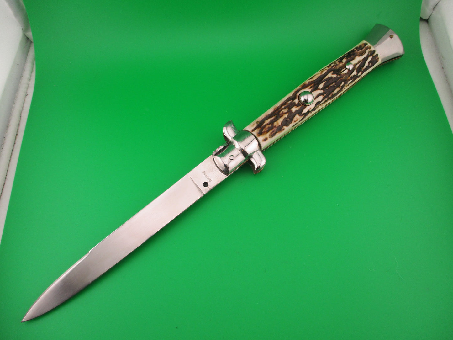 ROSTFREI ITALY 38cm Italian Transitional Stag swivel bolster vintage automatic knife