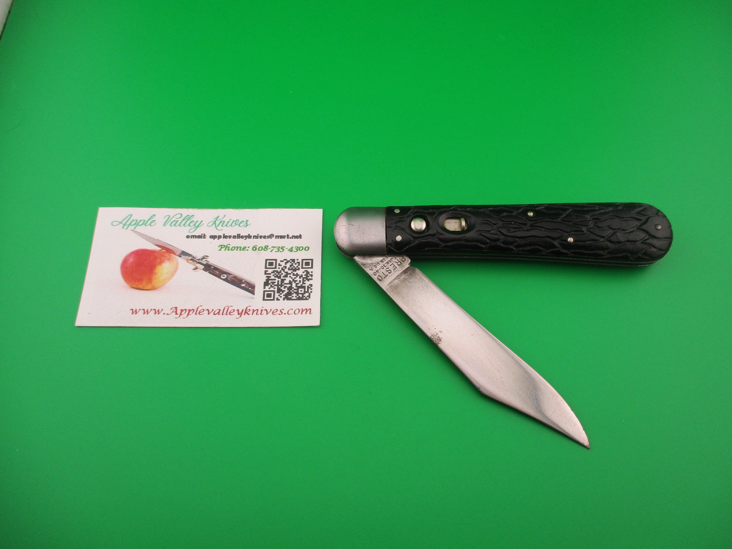 PRESTO Hunter Black Wormgroove scales Vintage Schrade automatic knife
