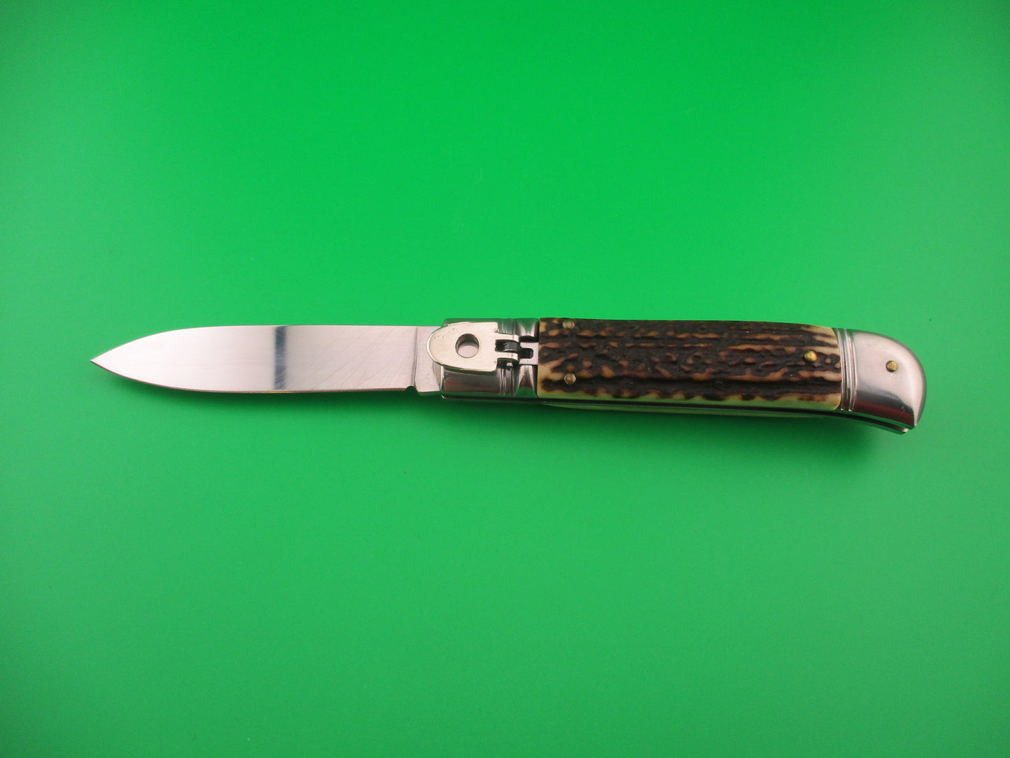 Sterile 20cm Italian Lever GOM Stag NOS automatic knife vintage 1980s