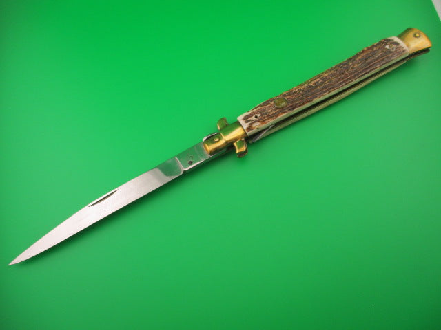 KISSING CRANE STILETTO Germany 33cm Stag Lockback Converted to Automatic OJ knife