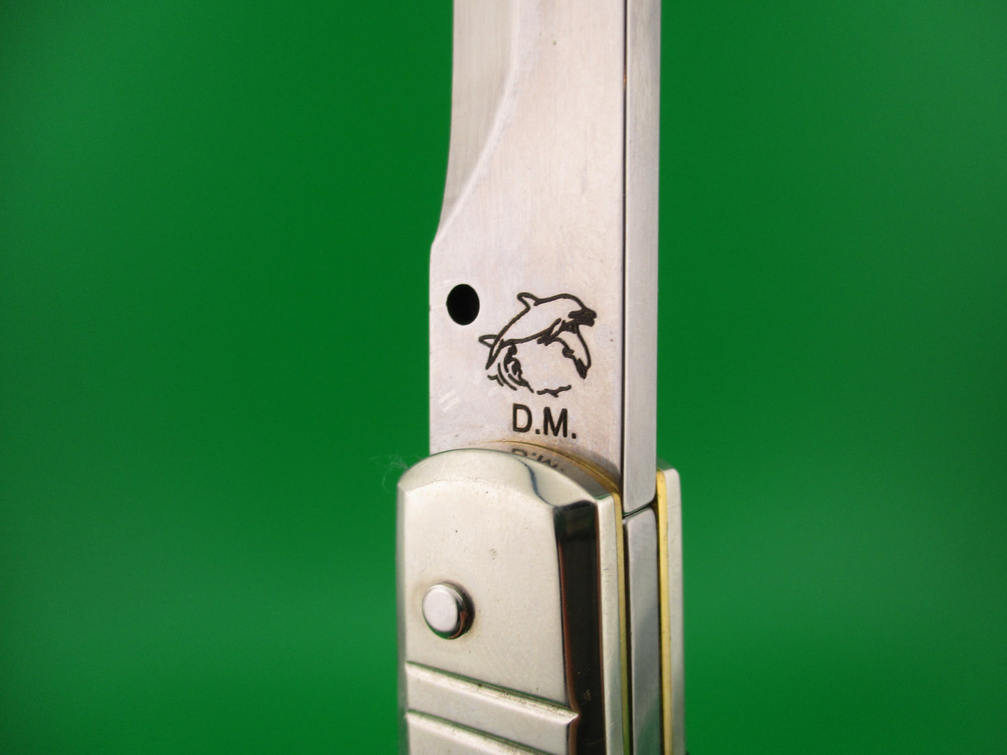 DM Dolphin 28cm Italian SHARK Bayonet lockback Horn handled automatic knife