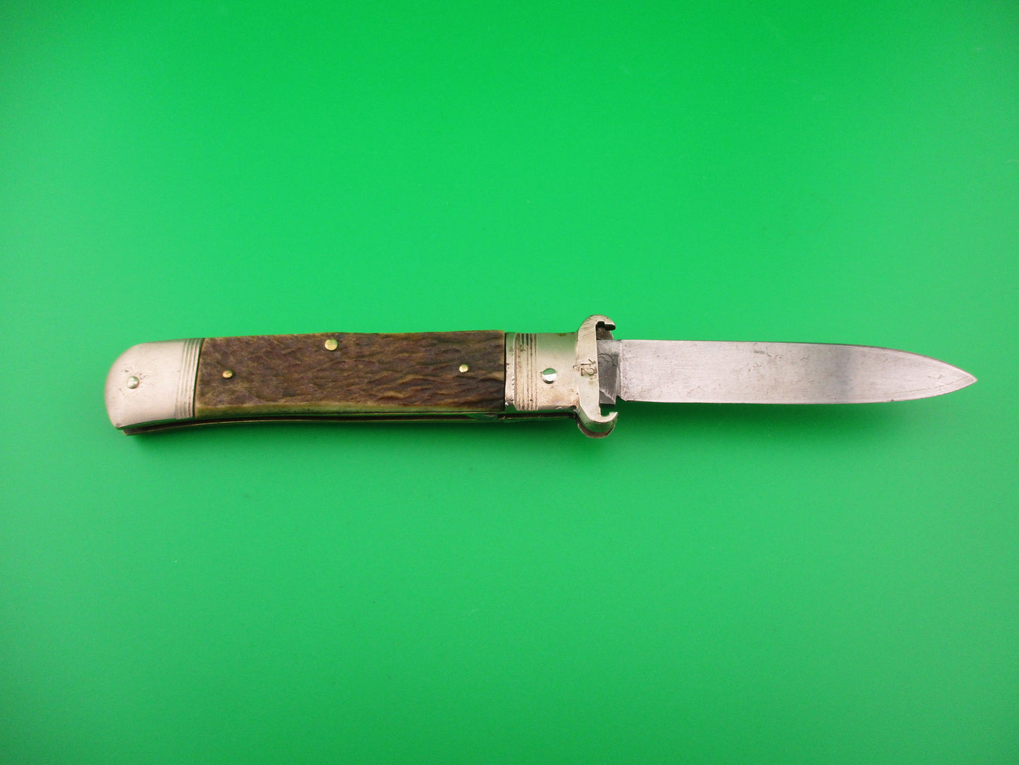 OTHELLO ANTON WINGEN JR SOLINGEN GERMANY 11cm Stag lever Shell puller switchblade