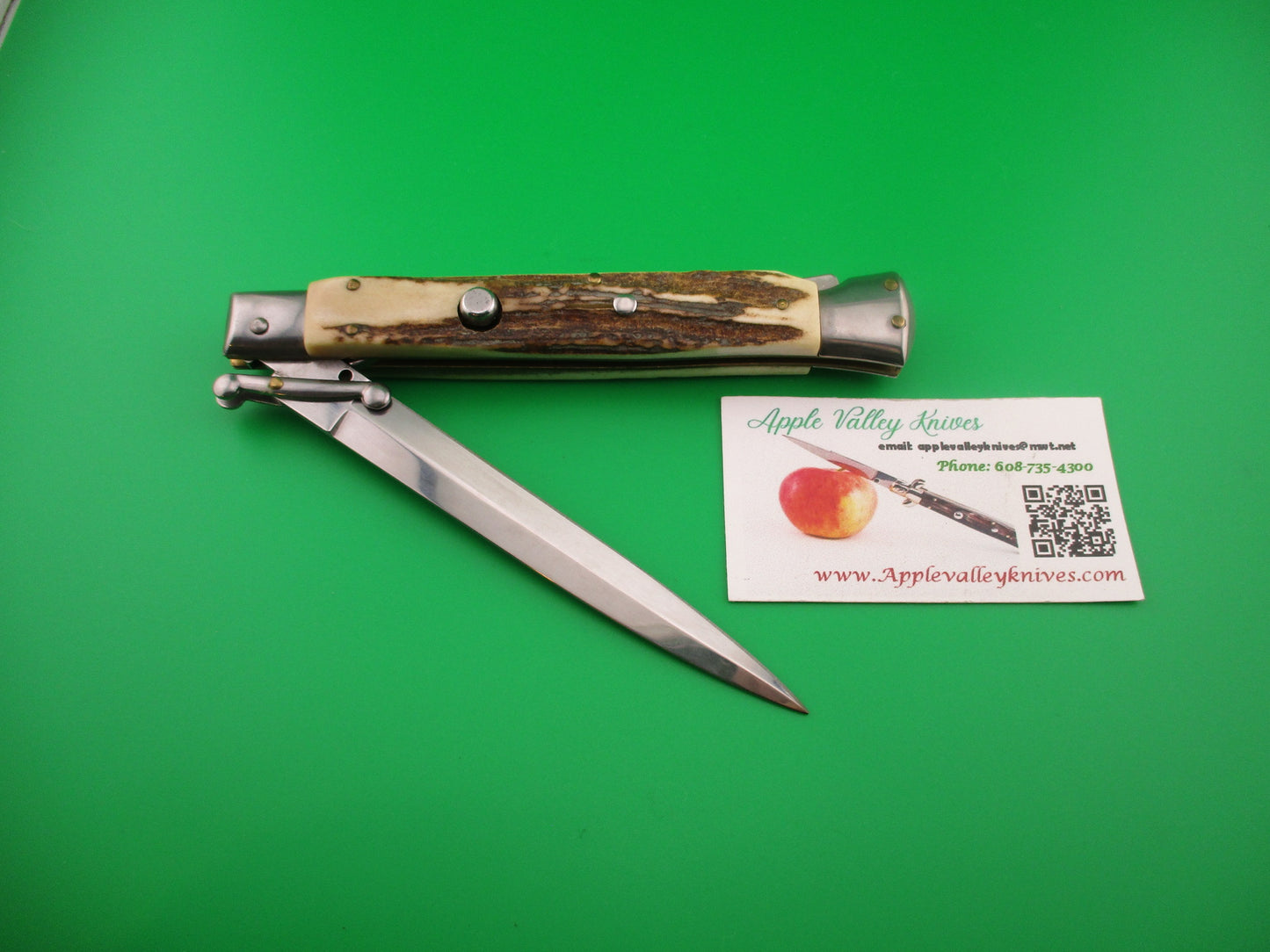 FRANK B ITALY 28cm Italian Swing guard Stag Dagger flat button automatic knife