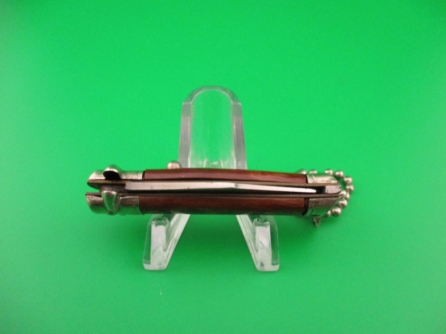 Colonial Snappy Vintage 2nd Gen 1950s Rootbeer bowtie keychain switchblade knife NM