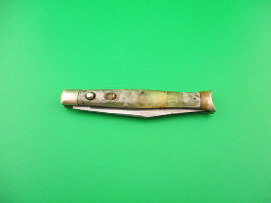 SCHRADE WALDEN Fishtail Smoked pearl celluloid w/bolsters #151 switchblade knife