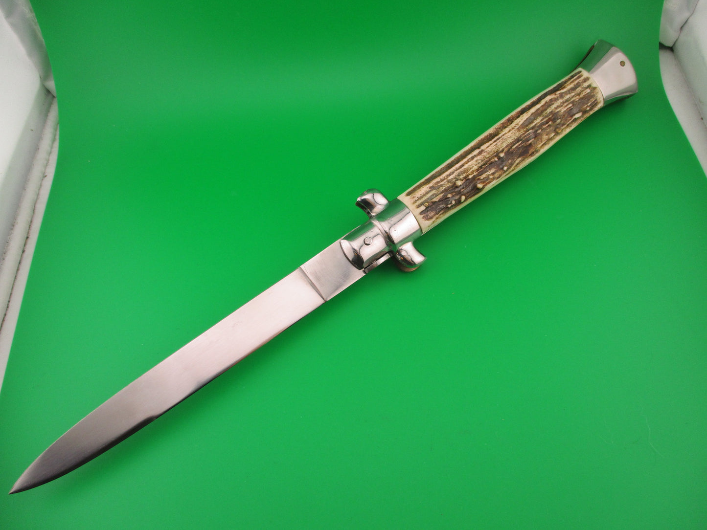 ROSTFREI ITALY 38cm Italian Transitional Stag swivel bolster vintage automatic knife