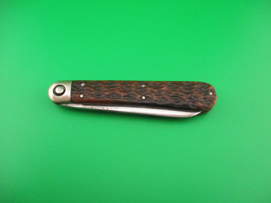 Press Button Knife Co Invincible Spear point blade picked bone switchblade knife