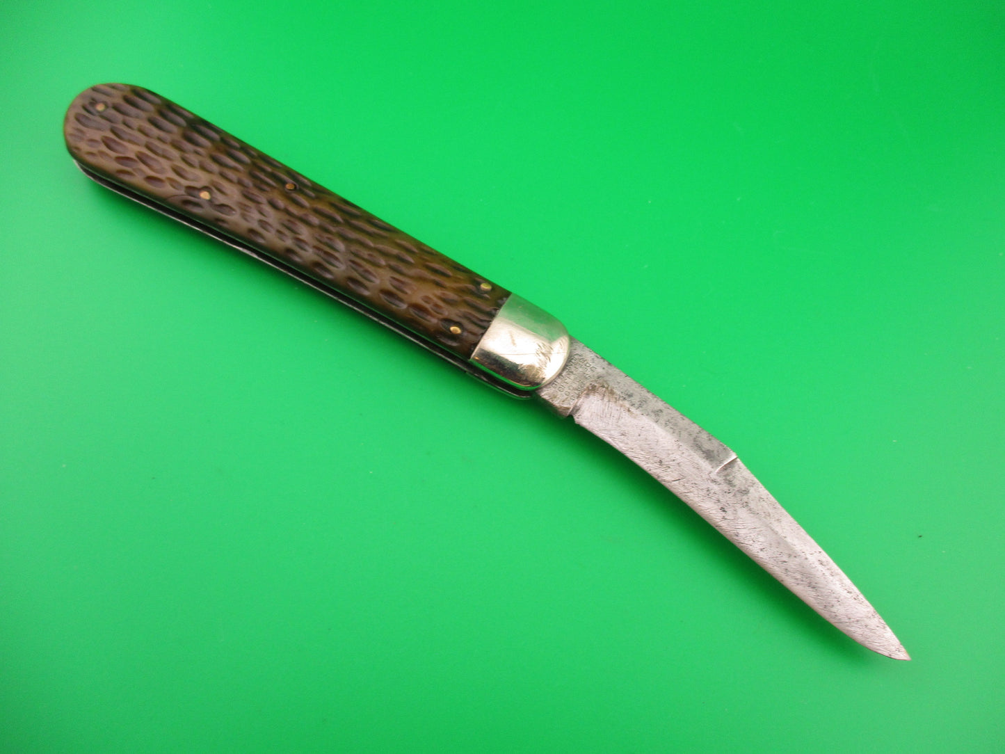 SCHRADE CUT CO 1613 3/4 Hunting Knife Saber Grind bone vintage switchblade