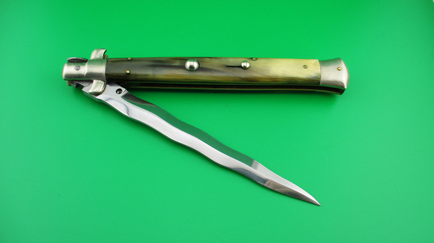 M. ITALY INOX 33cm Italian Picklock KRIS blade automatic knife 1950s Vintage 5mm