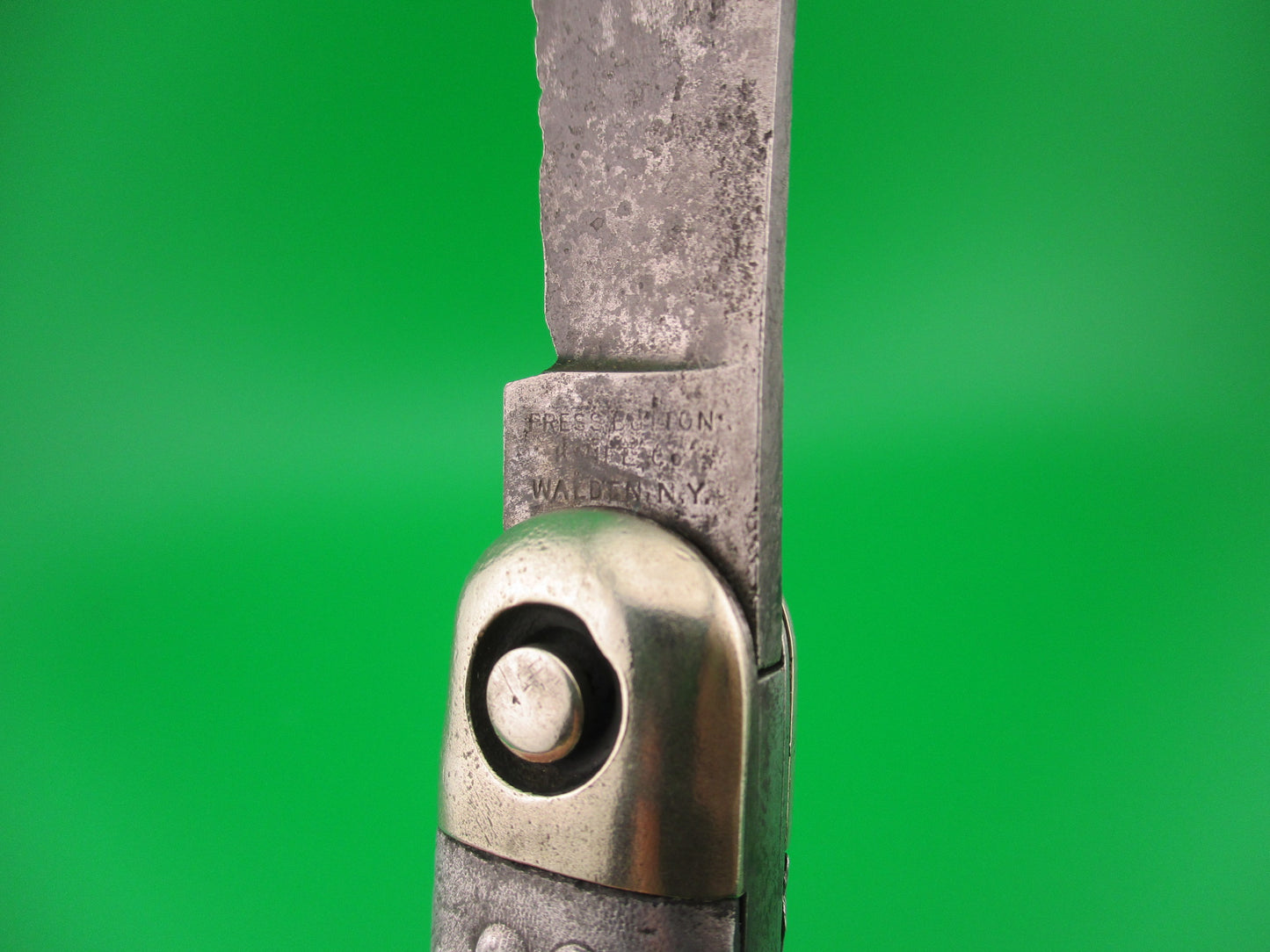 Press Button Knife Co One Arm Man antique switchblade knife Civil War Vets knife