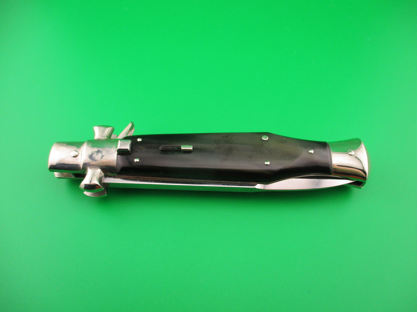 AGA CAMPOLIN 29cm Italian BLACK WIDOW Fulcrum Wasp Square button horn automatic knife