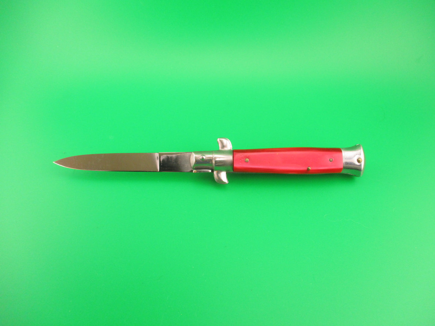 B Rostfrei 18cm Italian Swivel bolster Red Acrylic Pearlex vintage automatic knife
