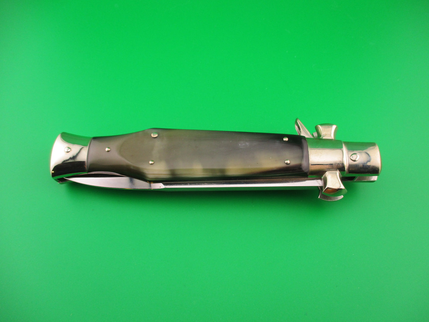 AGA CAMPOLIN 29cm Italian BLACK WIDOW Fulcrum Wasp Square button horn automatic knife