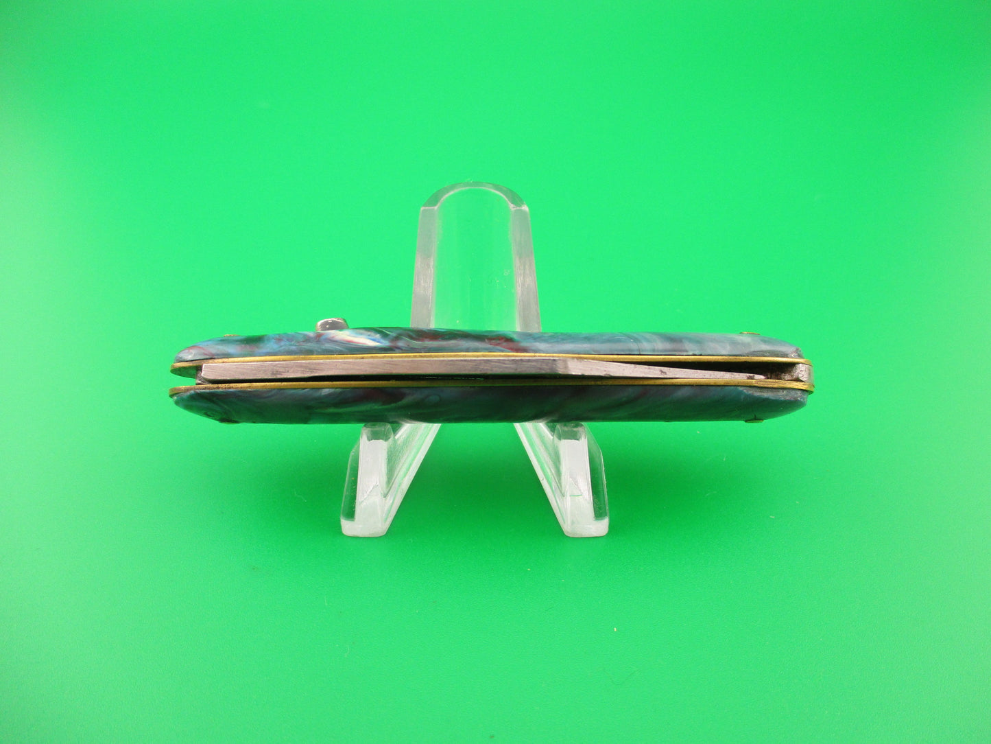 Edgemaster #108 Cigar Jack 1950s Vintage Green & Purple swirl switchblade knife