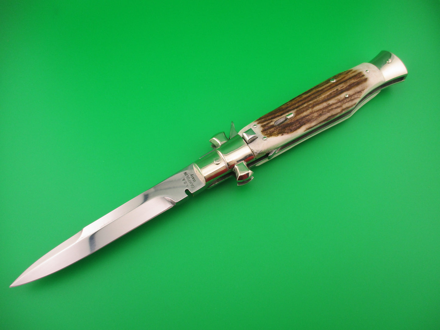 AGA CAMPOLIN ITALY 29cm Italian BLACK WIDOW Stag Fulcrum Wasp Square button knife