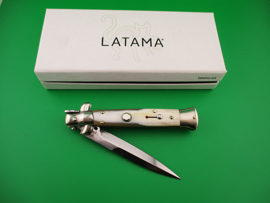 Walt's Latama ITALY (cat stamp) 23cm Italian stiletto Brazilian horn automatic knife
