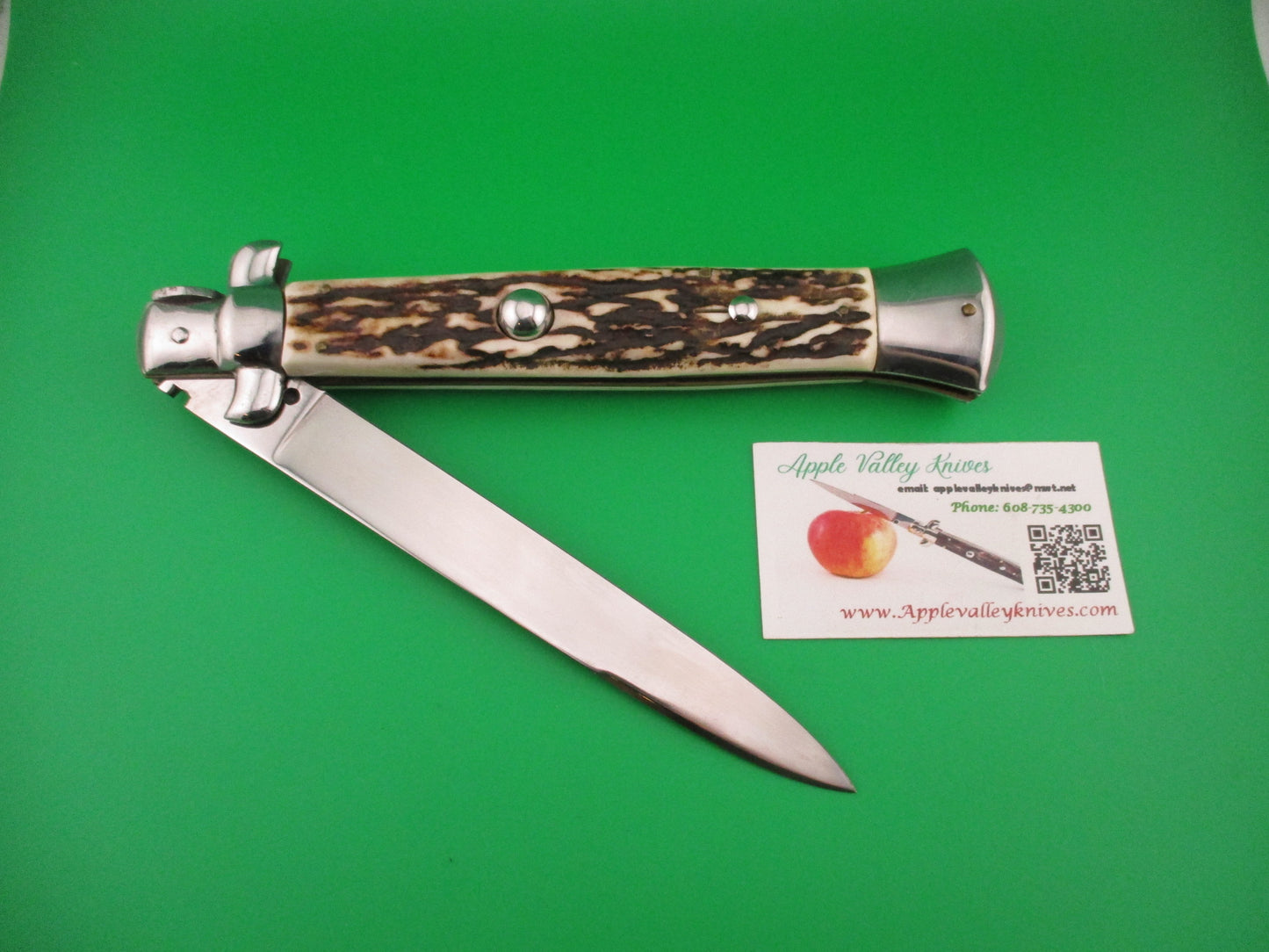 ROSTFREI ITALY 38cm Italian Transitional Stag swivel bolster vintage automatic knife