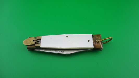 STAINLESS STEEL 17cm Japanese Lever White pearl vintage automatic knife