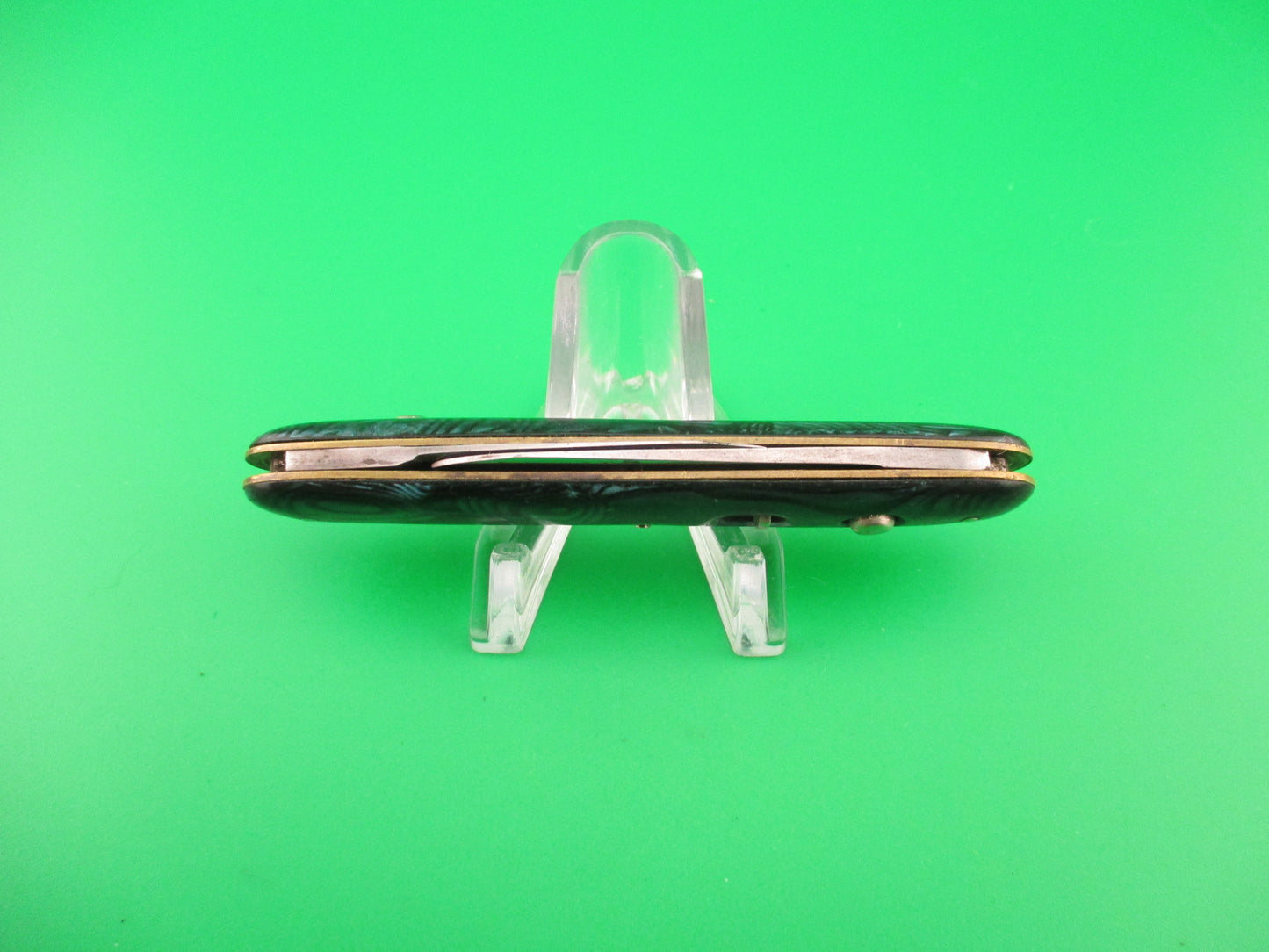 Schrade Cut Co Medium double Green Pearl Waterfall celluloid switchblade knife