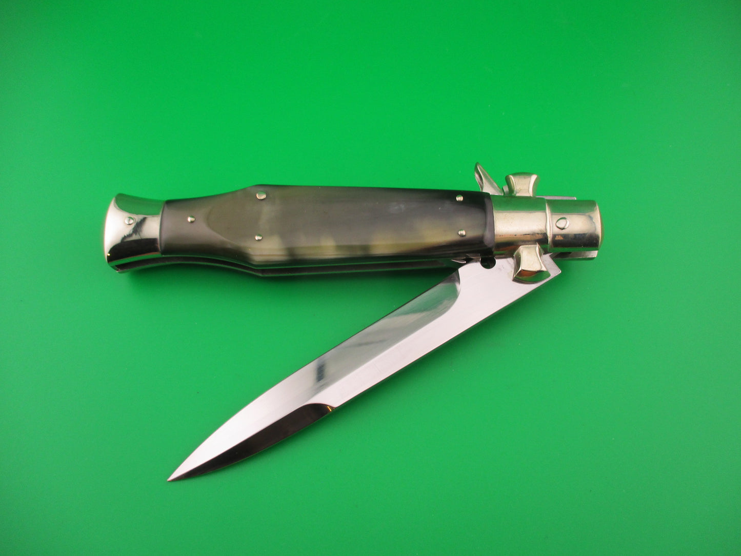 AGA CAMPOLIN 29cm Italian BLACK WIDOW Fulcrum Wasp Square button horn automatic knife
