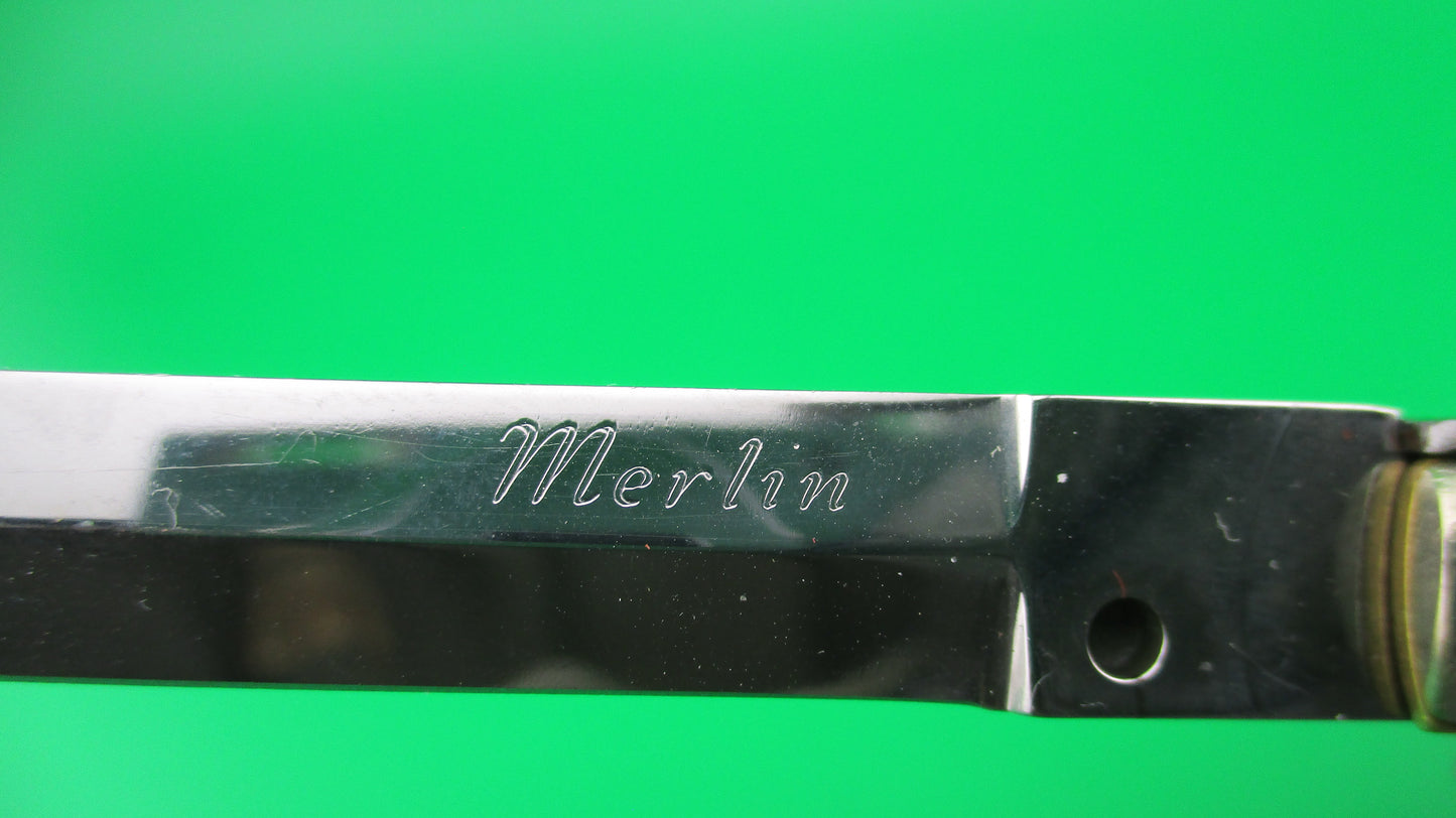 Merlin (Don Hall) 11 inch Custom made Picklock Blue bone & diamonds automatic knife