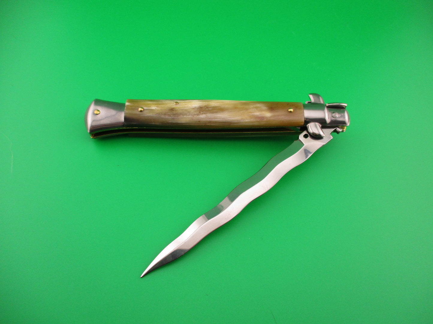 Frank B Italy 28cm Italian Swivel bolster KRIS blade Honey Horn automatic knife