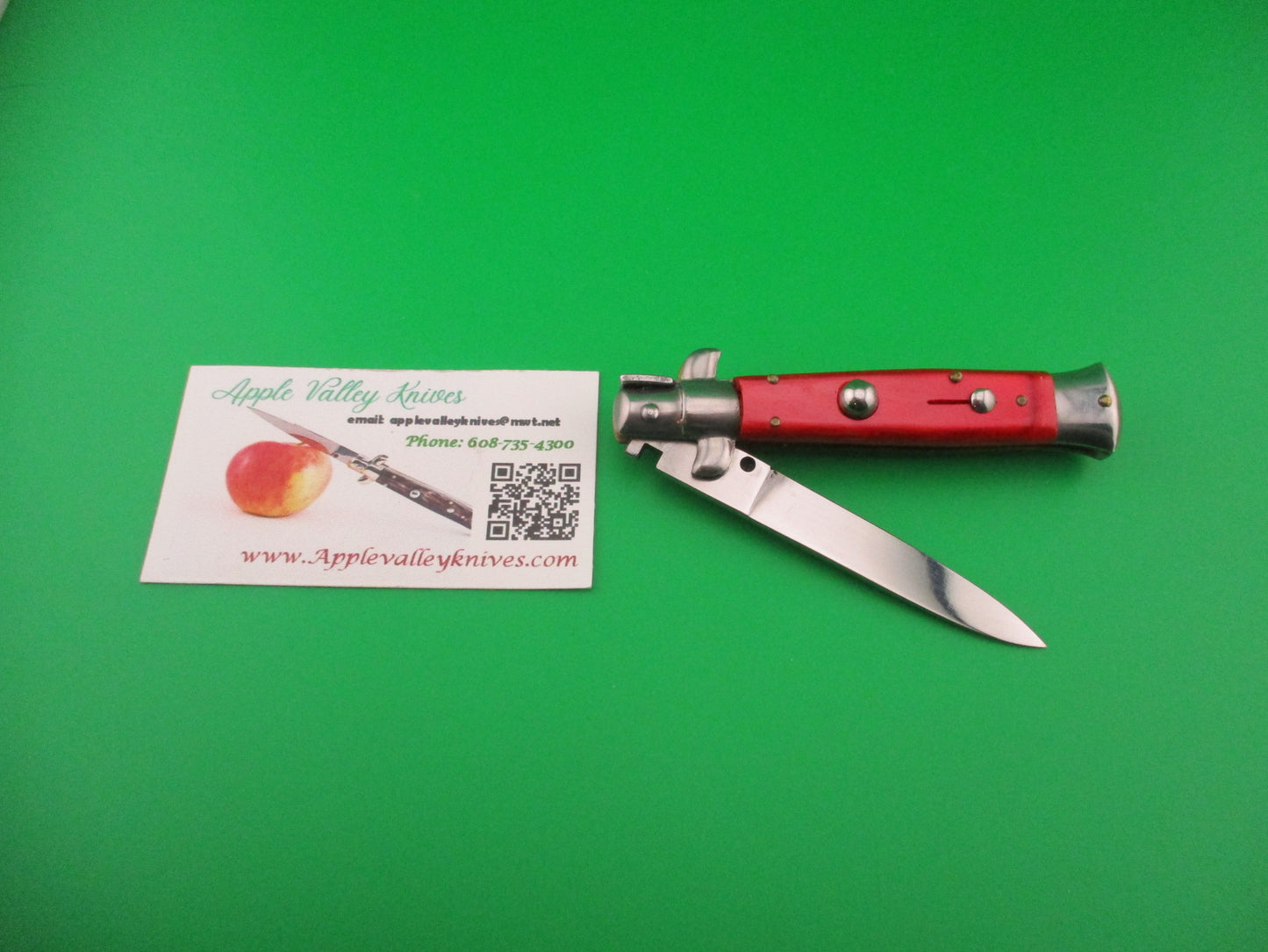 B Rostfrei 18cm Italian Swivel bolster Red Acrylic Pearlex vintage automatic knife