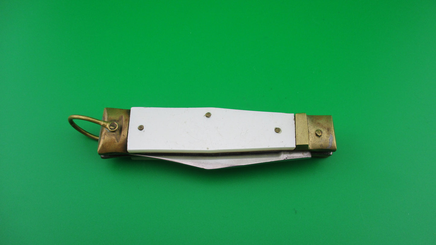 STAINLESS STEEL 17cm Japanese Lever White pearl vintage automatic knife