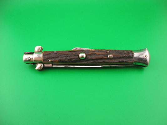 ROSTFREI KISSING CRANE PATENT 28cm Italian Humpback Stag vintage automatic knife
