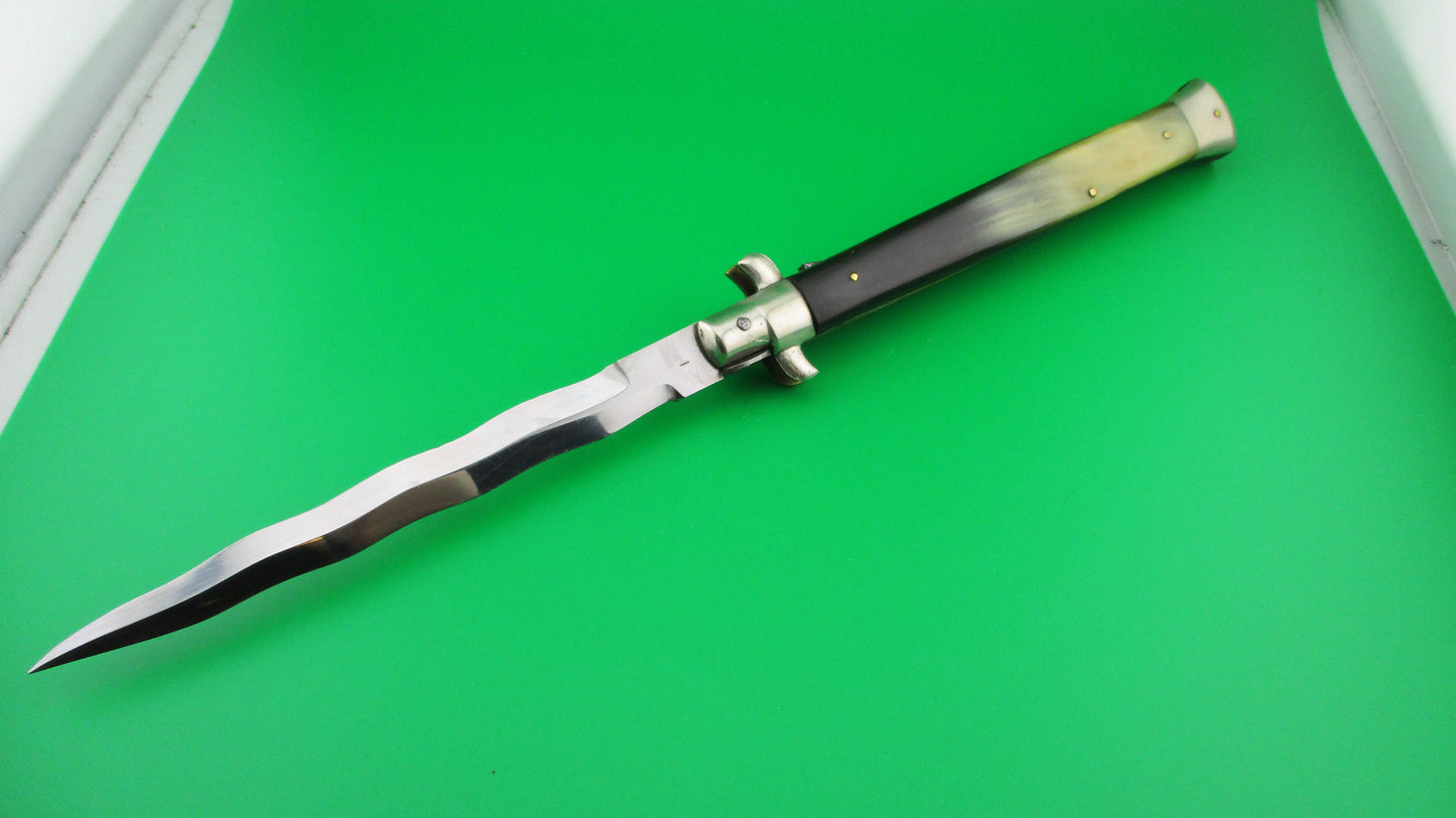 M. ITALY INOX 33cm Italian Picklock KRIS blade automatic knife 1950s Vintage 5mm