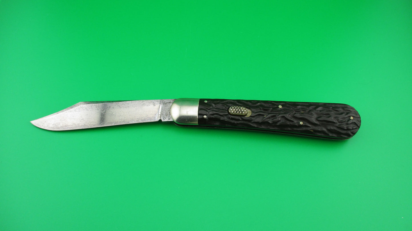 CHALLENGE CUT CO FLYLOCK Antique Hunter Black Switchblade knife