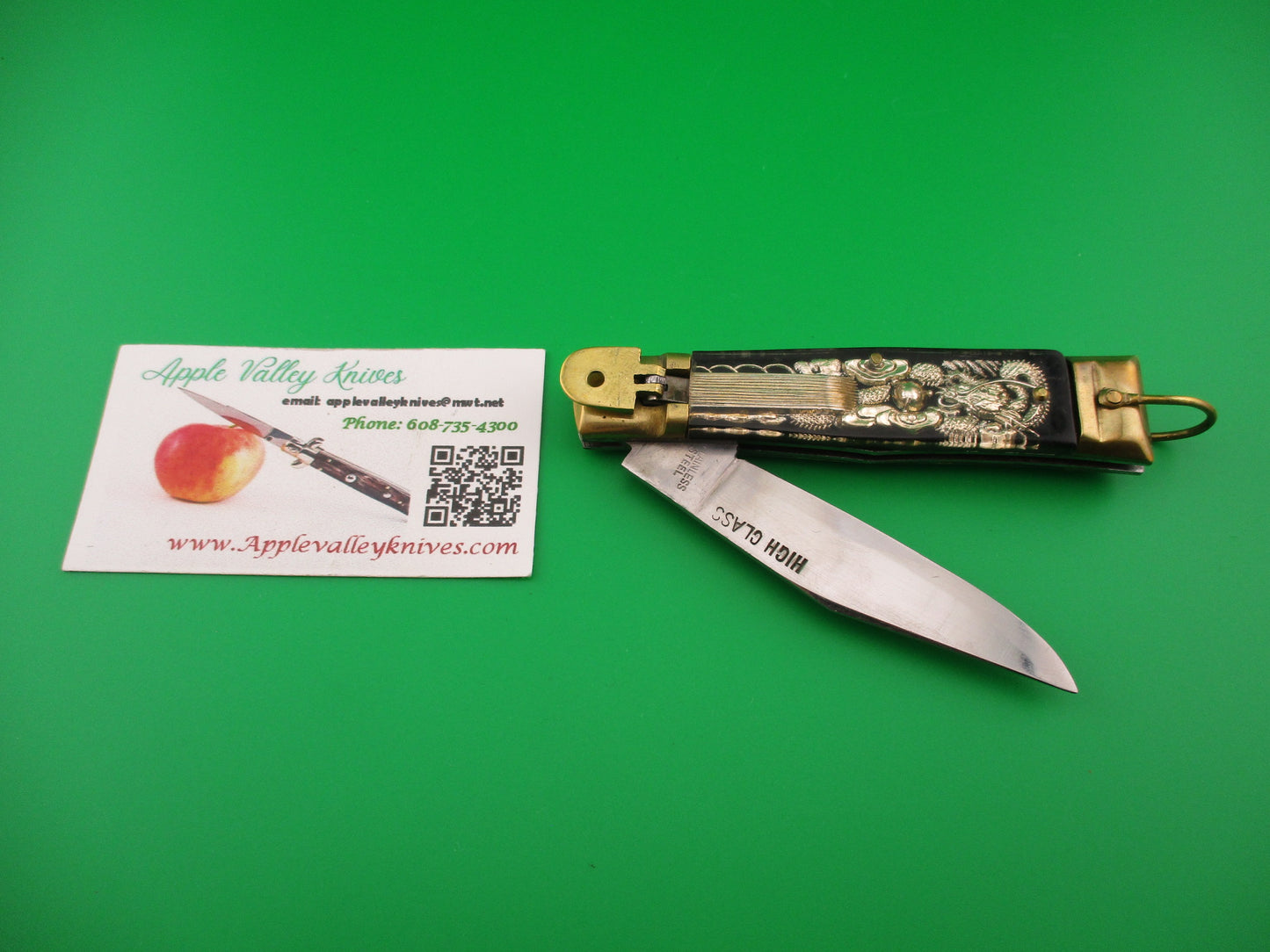 HIGH CLASS Bullfighter Dragon 19cm Mexican Black Souvenir lever switchblade knife