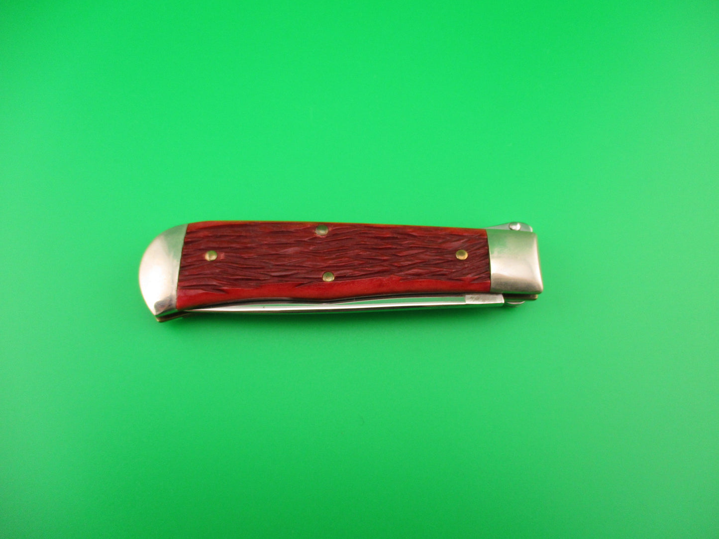 SCHRADE FIRE & ICE lever release PROTOTYPE Red bone automatic knife