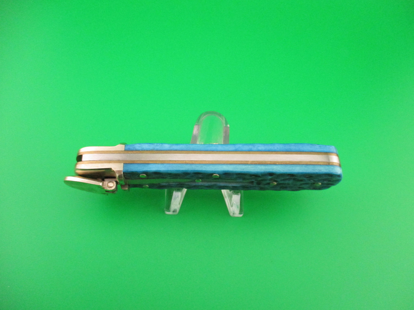 z BOKER TREE BRAND CLASSIC 712 11cm German Lever automatic knife Blue jigged bone