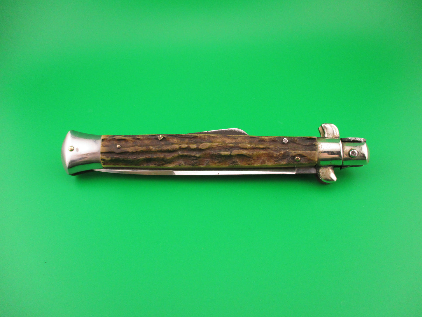 ROSTFREI KISSING CRANE PATENT 28cm Italian Humpback Stag vintage automatic knife