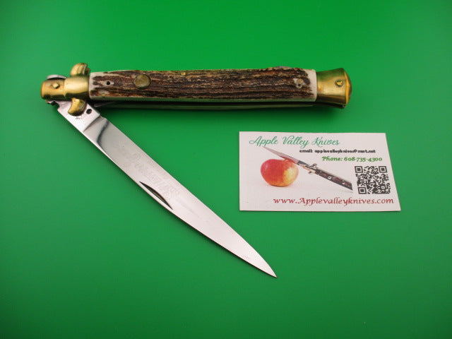 KISSING CRANE STILETTO Germany 33cm Stag Lockback Converted to Automatic OJ knife