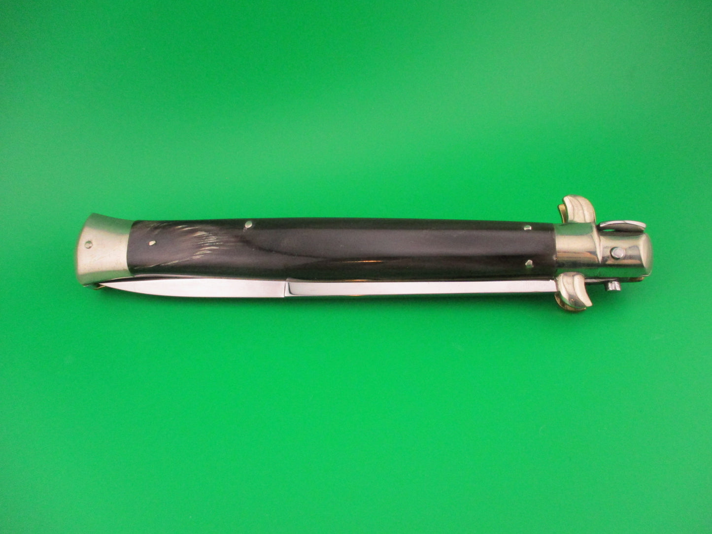 AGA CAMPOLIN 33cm Italian Picklock Stiletto Brown streaked horn NOS automatic knife